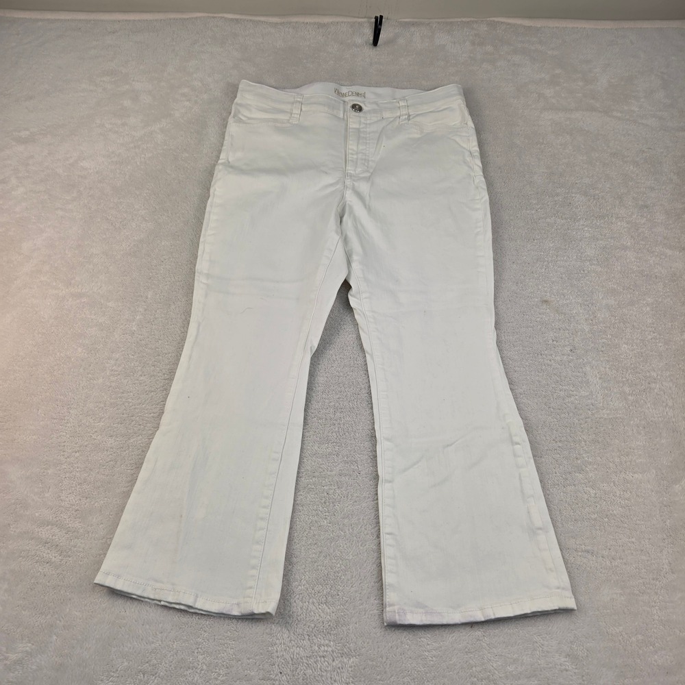 WynneDenim Womens White Flare Jeans High Rise Stretch Denim Size 12